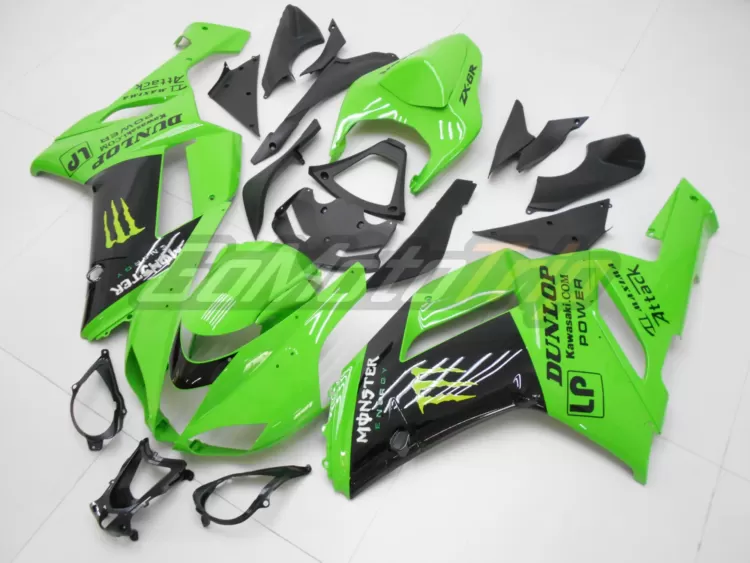 2007 2008 Kawasaki Ninja Zx 6r Black Green Fairing 2