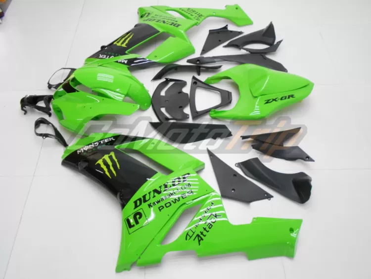 2007 2008 Kawasaki Ninja Zx 6r Black Green Fairing 4