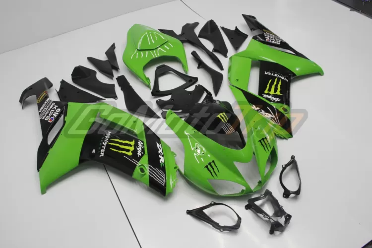 2007 2008 Kawasaki Ninja Zx 6r Black Green Fairing2 3