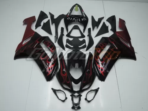 2007 2008 Kawasaki Ninja Zx 6r Red Flame Fairing 1