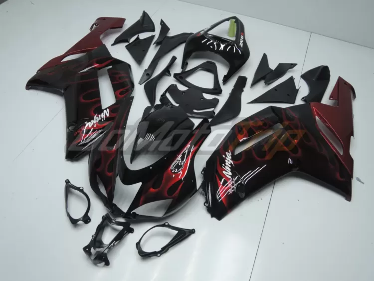 2007 2008 Kawasaki Ninja Zx 6r Red Flame Fairing 2