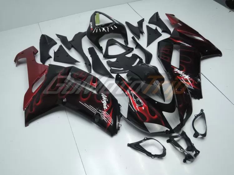 2007 2008 Kawasaki Ninja Zx 6r Red Flame Fairing 3