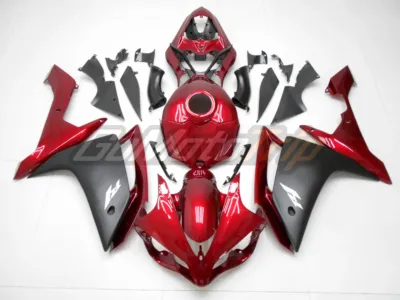 2007 2008 Yamaha Yzf R1 Black Red Fairing 1