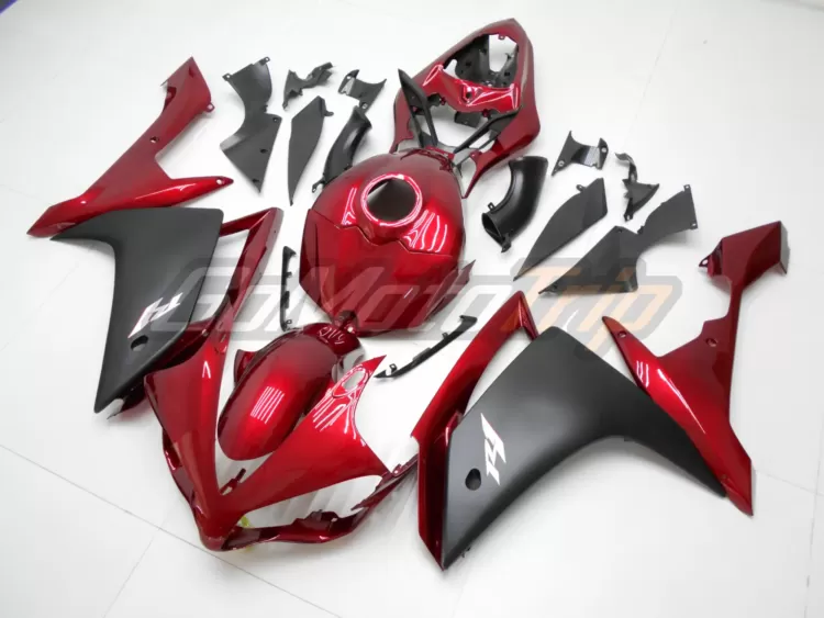 2007 2008 Yamaha Yzf R1 Black Red Fairing 2