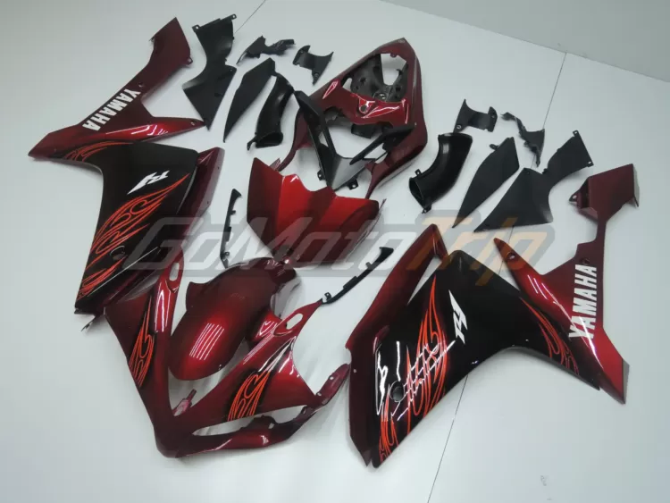 2007 2008 Yamaha Yzf R1 Black Red Fairing2 2