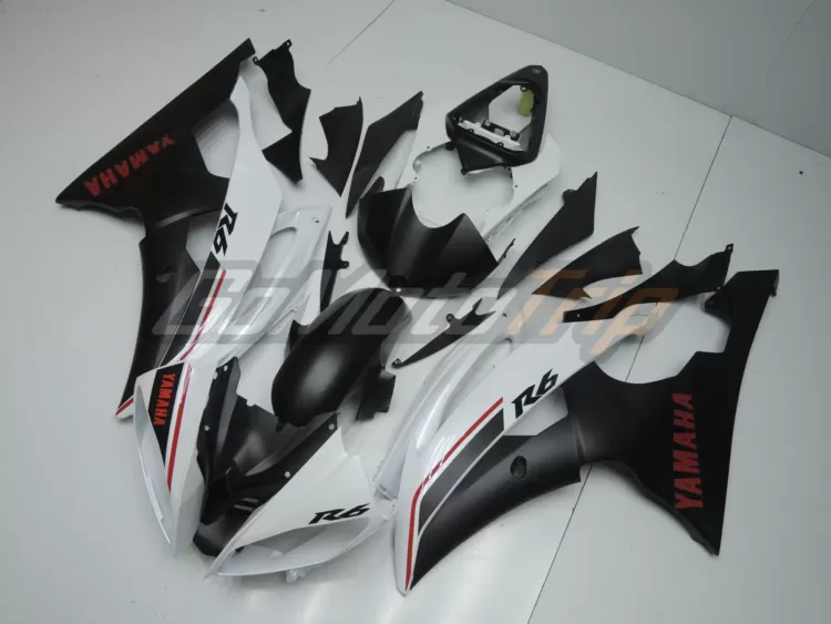 2008 2016 Yamaha Yzf R6 Black White Fairing 2