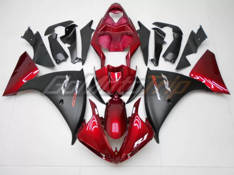 2009 2011 Yamaha Yzf R1 Black Red Fairing 1