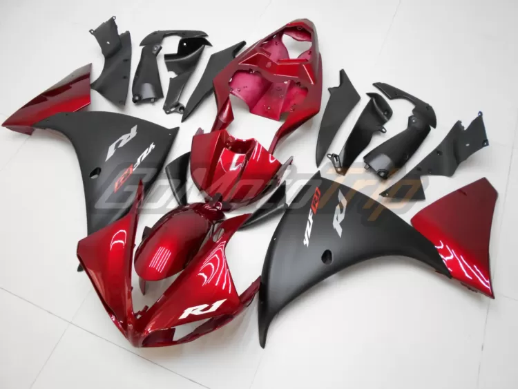 2009 2011 Yamaha Yzf R1 Black Red Fairing 2