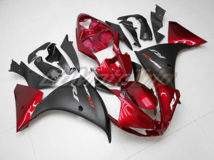 2009 2011 Yamaha Yzf R1 Black Red Fairing 3