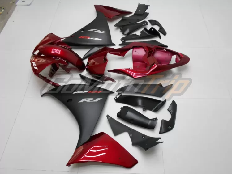 2009 2011 Yamaha Yzf R1 Black Red Fairing 4