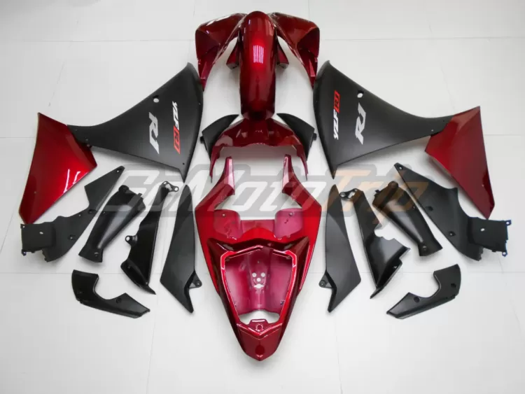 2009 2011 Yamaha Yzf R1 Black Red Fairing 6