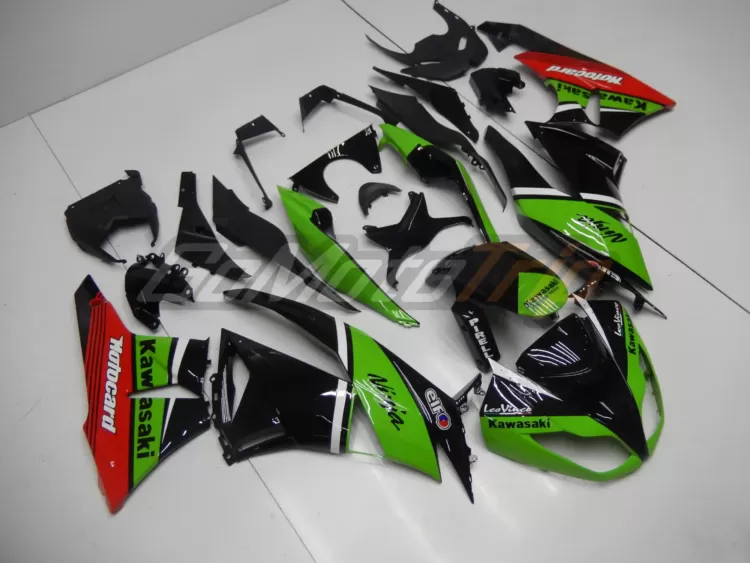 2009 2012 Kawasaki Ninja Zx 6r Black Green Fairing2 3