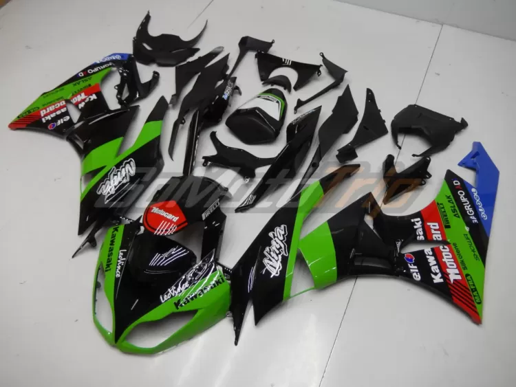 2009 2012 Kawasaki Ninja Zx 6r Black Green Fairing3 2