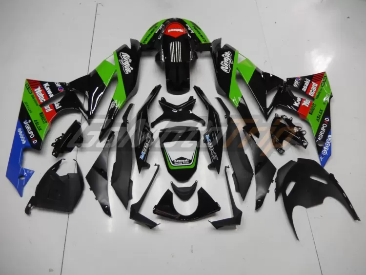 2009 2012 Kawasaki Ninja Zx 6r Black Green Fairing3 4