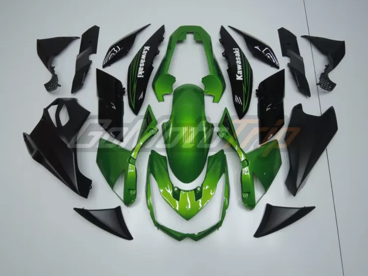 2010 2013 Kawasaki Z1000 Black Green Fairing 1