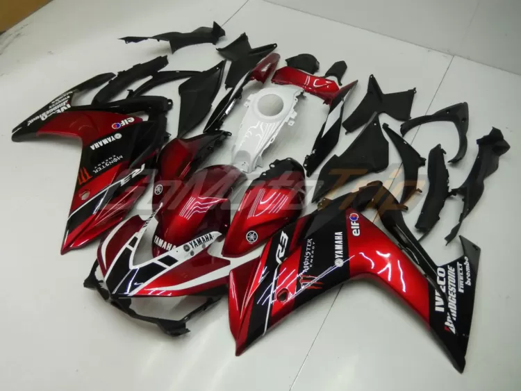 2014 2018 Yamaha Yzf R3 Black Red Fairing 2