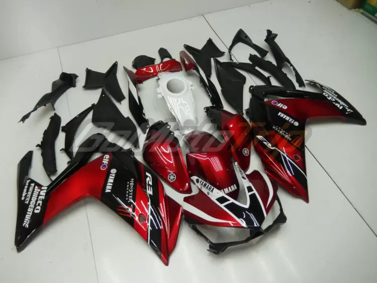 2014 2018 Yamaha Yzf R3 Black Red Fairing 3