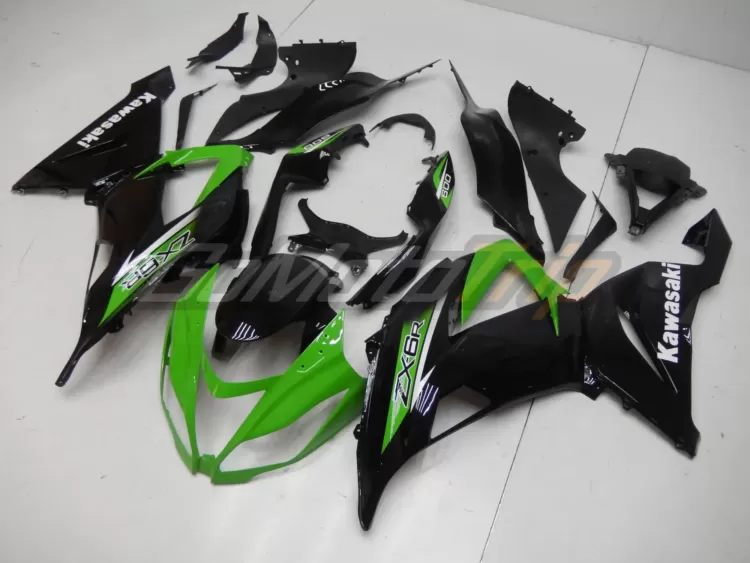 2014 Kawasaki Ninja Zx 6r Black Green Fairing 2