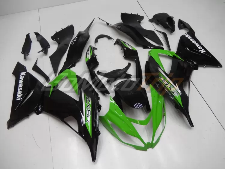 2014 Kawasaki Ninja Zx 6r Black Green Fairing 3