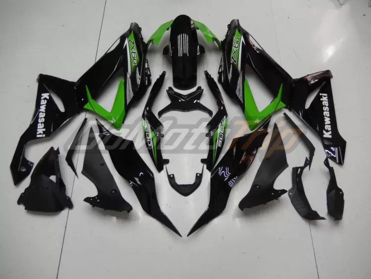 2014 Kawasaki Ninja Zx 6r Black Green Fairing 4